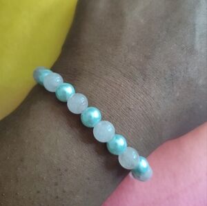 Elegant Blue and White Beaded Bracelet